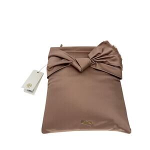 Tory Burch Eleanor Satin Knotted Bow Clutch Shell Pink Women's Evening Bag OS